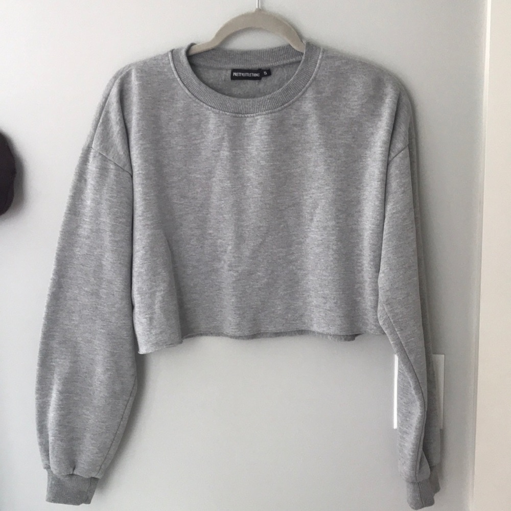 PLT grey cropped sweatshirt